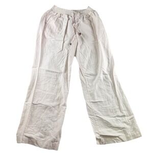 Sound Style Women's Pants Linen Rayon Ivory Pockets Drawstring Size Medium